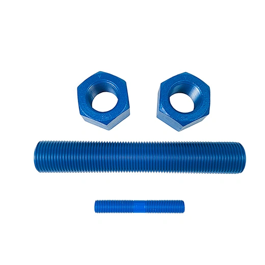 PTFE Coated Stud Bolt and Nut, Blue XYLAN 1424 Coating